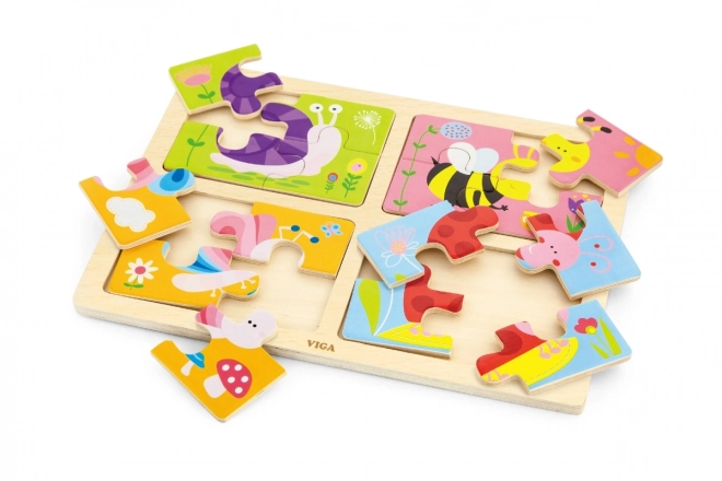 Dřevěné puzzle 4v1 - hmyz