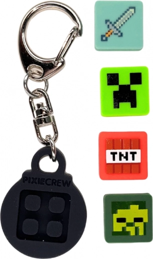 Pixie Crew & Minecraft Klíčenka černá s multipixely