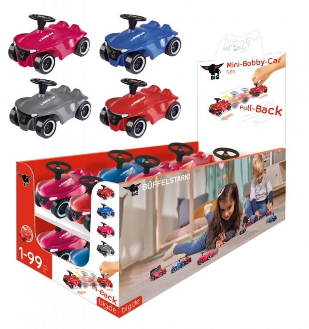 BIG Mini Bobby Car Neo, pull back, 4 druhy, DP12
