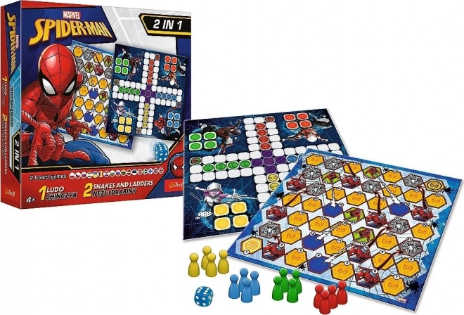 Soubor her 2v1 Člověče, nezlob se, Hadi a žebříky Spider-Man v krabici 25x25x5,5cm