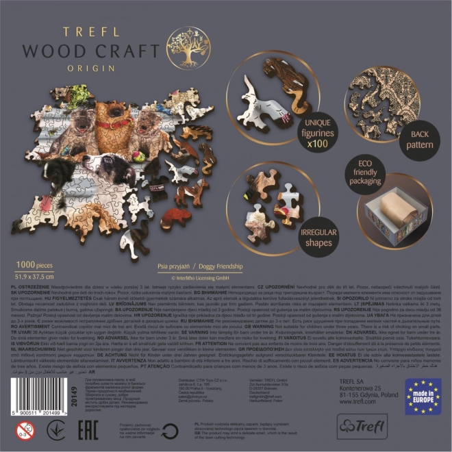Dřevěné puzzle TREFL Wood Craft Origin Psí přátelství 1000 dílků