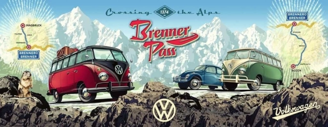 Ravensburger panoramatické puzzle Alpy s VW