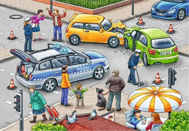 RAVENSBURGER Puzzle S modrým světlem na cestách 2x12 dílků