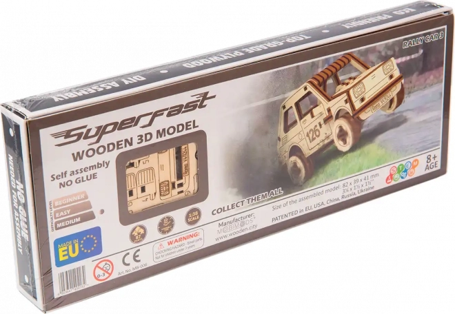 Dřevěné 3D puzzle - Model rallye auta 3 (Fiat 126)