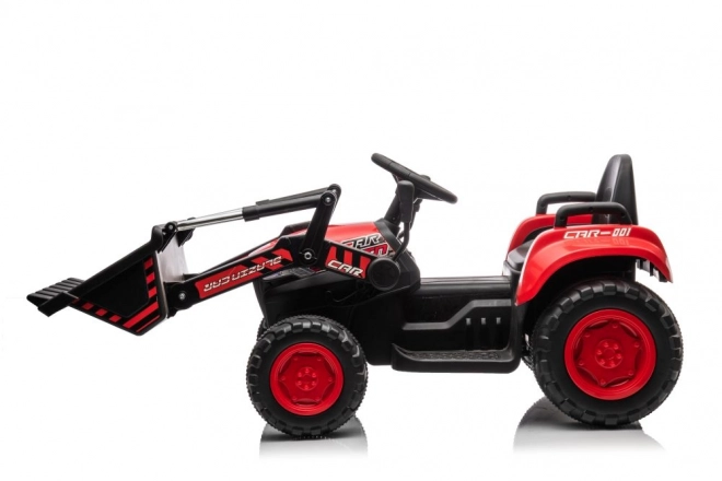 Dětský červený traktor s nabíjecím akumulátorem a lžící