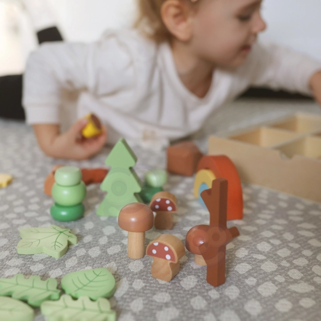 Lesní sada s dřevěnými kostkami Tooky Toy