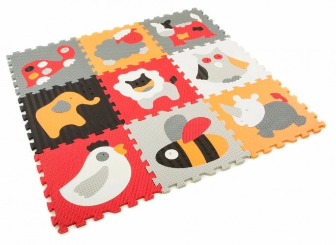 BABY GREAT Pěnové puzzle Zvířata šedá-červená SX (30x30)