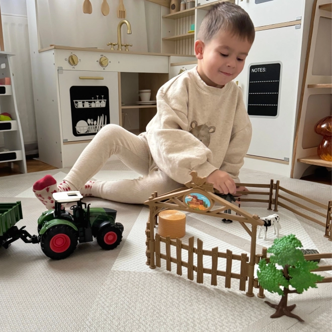 Mini farma traktor se zvířátky a nástroji od Woopie