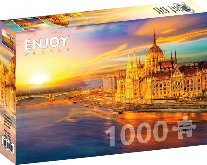 Puzzle západ slunce nad Budapeští: Maďarský parlament 1000 dílků