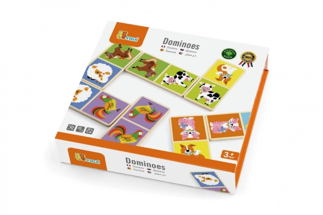 Viga Dřevěné domino Farma 28 kusů Montessori