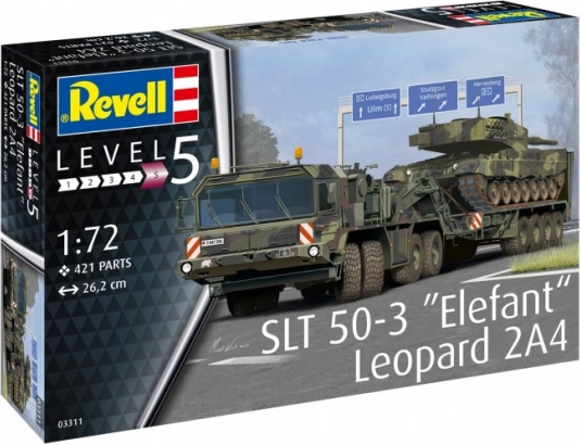 Plastikový model REVELL SLT 50-3 Elefant s tankem LEOPARD 2A4 1:72