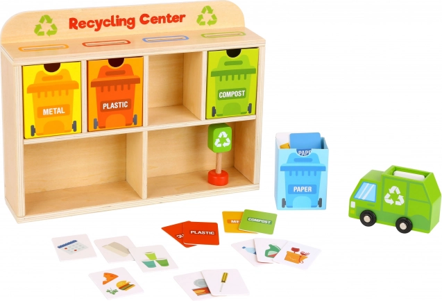 Tooky Toy Dřevěné Centrum Recyklace Edukační Třídič