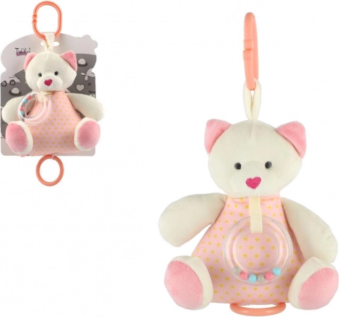 Hrací plyšový medvídek 18 cm růžový