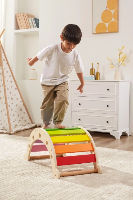 Viga dřevěný houpačkový most Montessori duhový