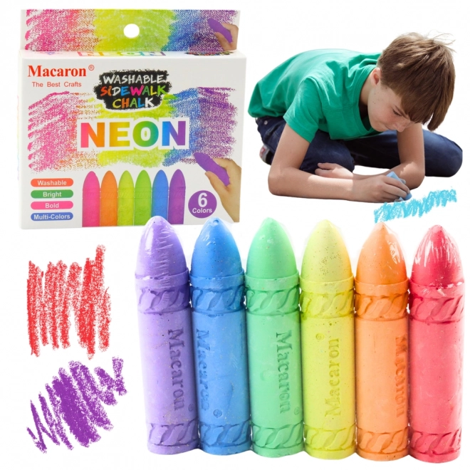 Neonové křídy na tabuli a chodník - sada 6 ks