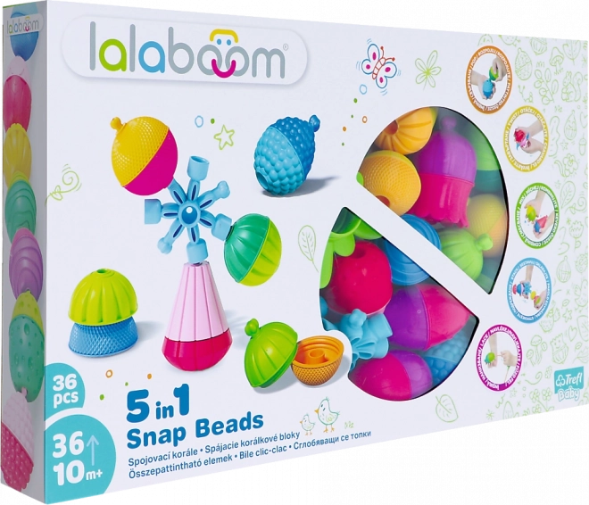 Stavebnice Lalaboom 5v1 Spojovací korále velká sada 36 dílů