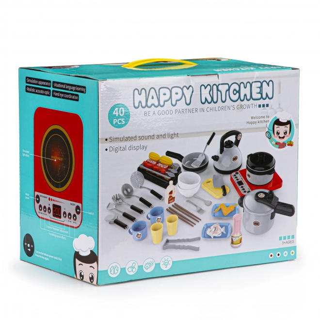 Kuchyňský a grilovací set pro děti se zvukem a LED, 40 dílů