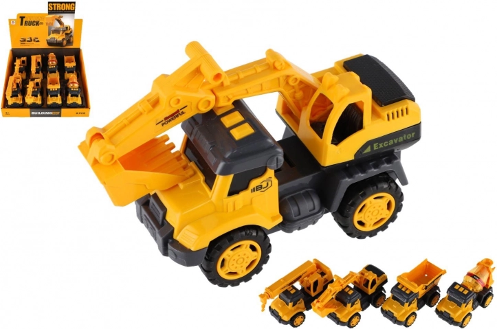 Stavební nákladní auto se setrvačníkem 13 cm, kov a plast, 4 druhy