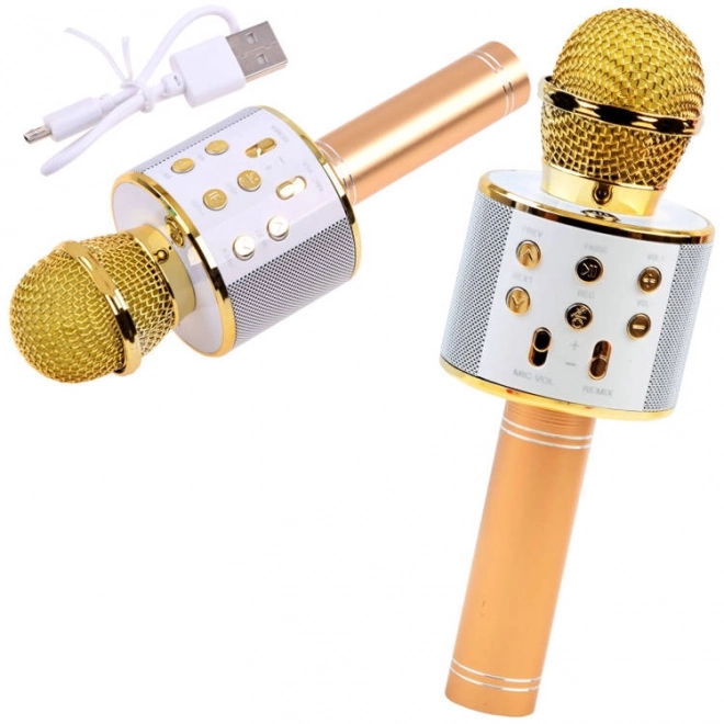 Bezdrátový karaoke mikrofon s reproduktorem – Zlatá