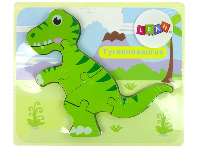 Dřevěné puzzle Dinosaurus Isanosaurus Tyranosaurus Zelený