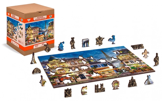 Dřevěné puzzle Snídaně v Paříži 2v1 - 75 dílků