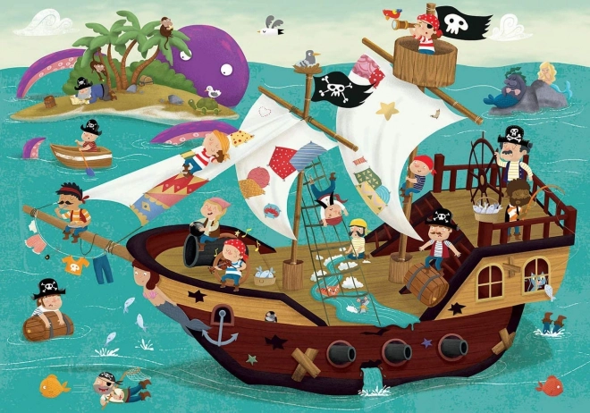 EDUCA Detektivní puzzle Pirátská loď 50 dílků