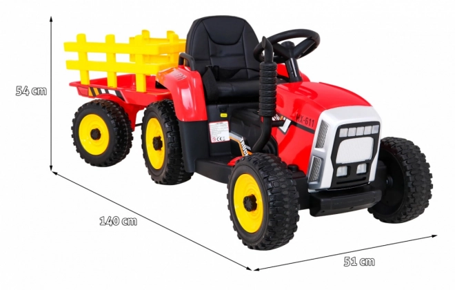 Dětský traktor s přívěsem BLOW červený