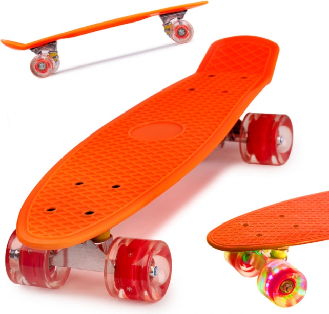 Fiskeboard skateboard LED kolečka – Oranžový