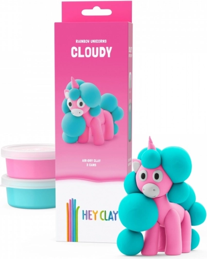 Masa plastická Hey Clay Jednorožci 3 balení, Cloudy