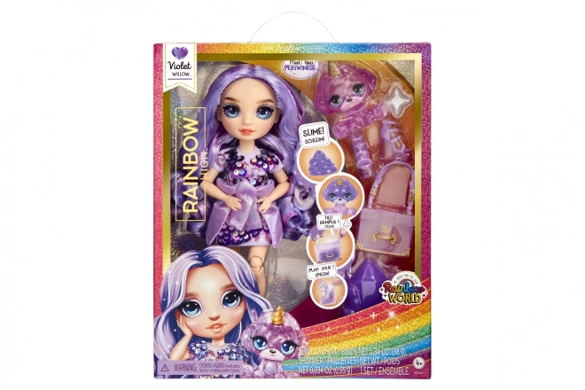 Loutka Rainbow High Violet s módními doplňky