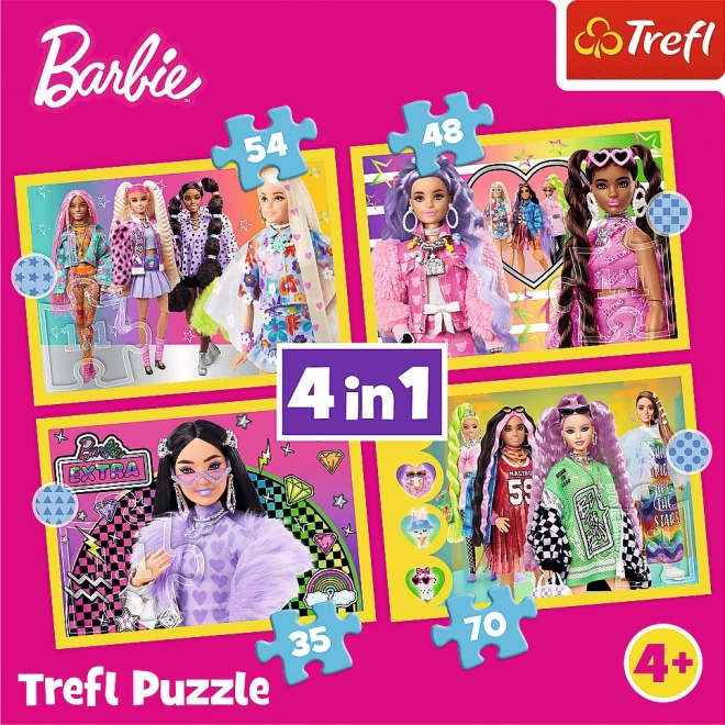Puzzle 4v1 Šťastný svět Barbie 28,5x20,5cm v krabici 28x28x6cm