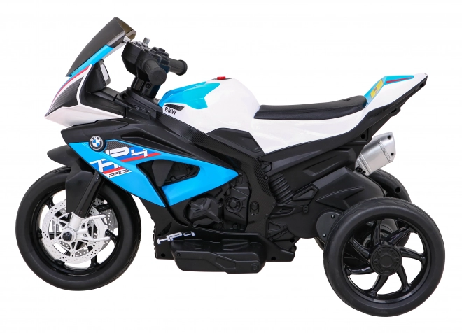 BMW HP4 Dětská motorka na baterie Modrá + 3 kola + LED + MP3 USB + Eko kůže