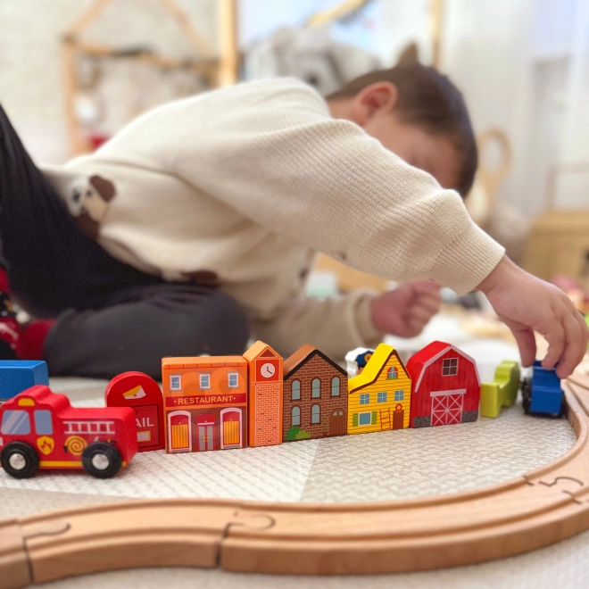 Dřevěná sada budov a figurek Město od Tooky Toy