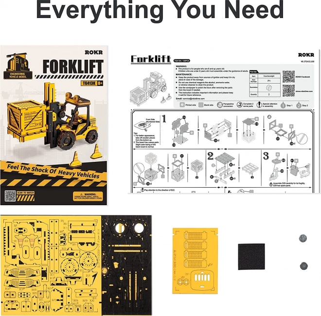 RoboTime dřevěné 3D puzzle - Vysokozdvižný vozík