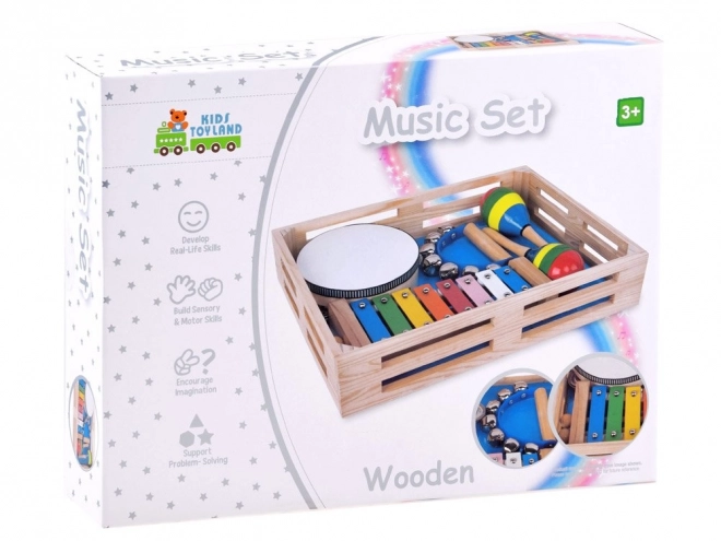 Dřevěný hudební set pro děti 4v1