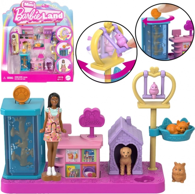 Mini herní set BARBIE Land – veterinář a zvířátka