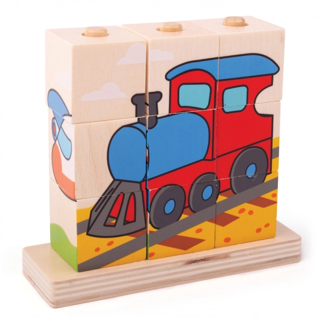 Dřevěný puzzle Bigjigs Baby Dopravní prostředky