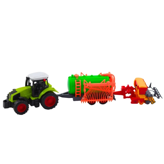 Traktor s cisternou a zhrabovačem pro děti