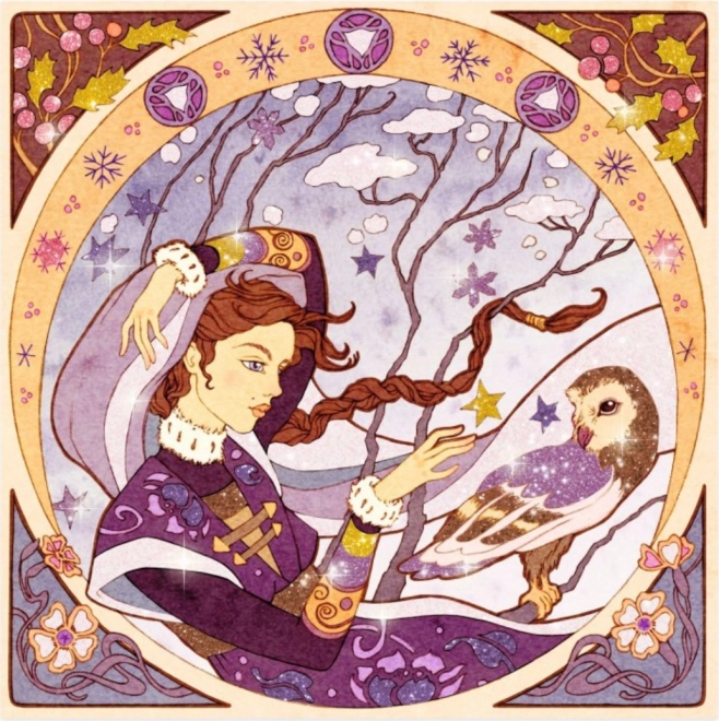 Třpytivé pískování - Ilustrace inspirované Alfons Muchou