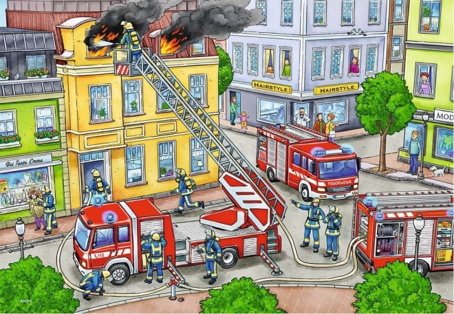 RAVENSBURGER Puzzle S modrým světlem na cestách 2x12 dílků