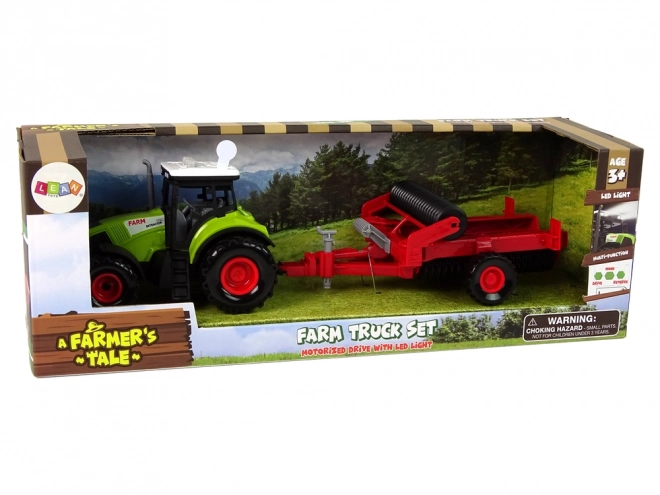 Dětský traktor s přívěsem Farmářské auto – červený
