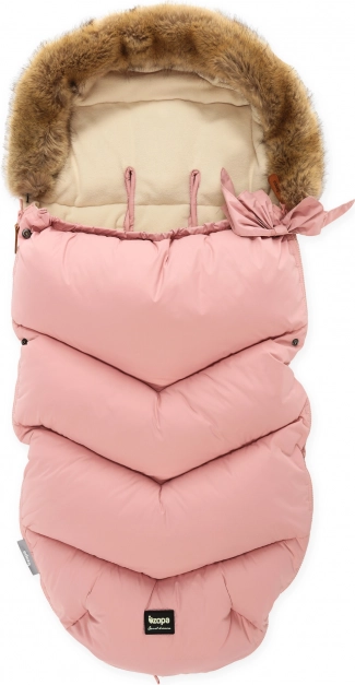 Zimní fusak Fluffy Old Pink do kočárku s odnímatelným kožíškem