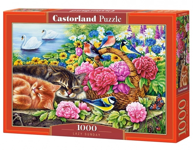 Puzzle 1000 dílků Kočky v květinách líná neděle