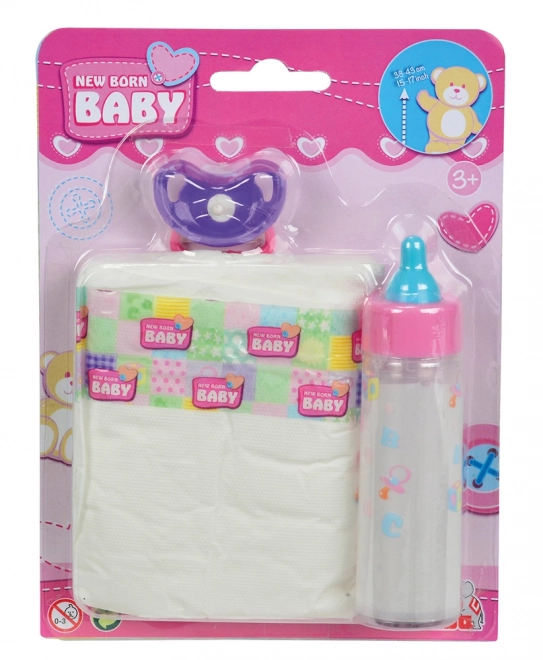 Sada pro miminka New Born Baby - lahvička, dudlík a plena