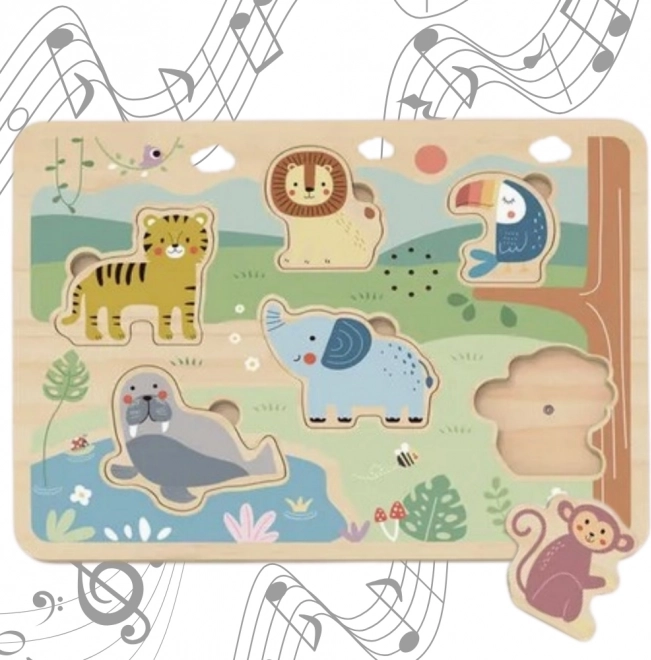 Tooky Toy Dřevěné Interaktivní Puzzle Zvířátka