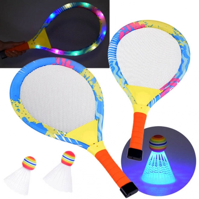 Svítící badmintonové rakety pro zábavu