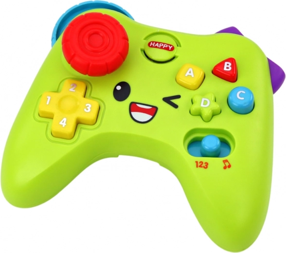 Barevná tlačítka, joystick a světelné efekty