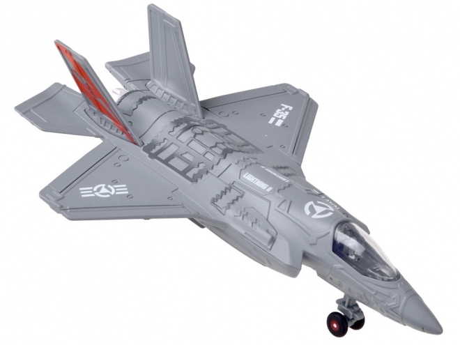 Kovový model vojenského letadla F-25 – Šedá