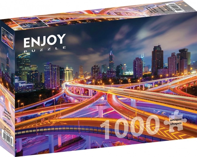 Puzzle Šanghajské centrum v noci 1000 dílků