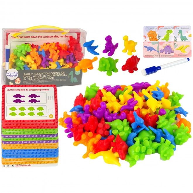 WOOPIE Edukační Sada Nauka Počítání Montessori Dino Skládačka 95 ks